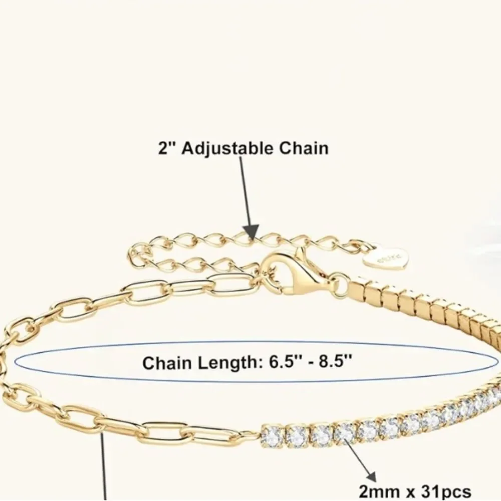 14k Diamond Chain Bracelet Trendy Elegance - Picture 11 of 11